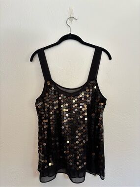GAP Black Tank Top with Gold and Copper Sequins